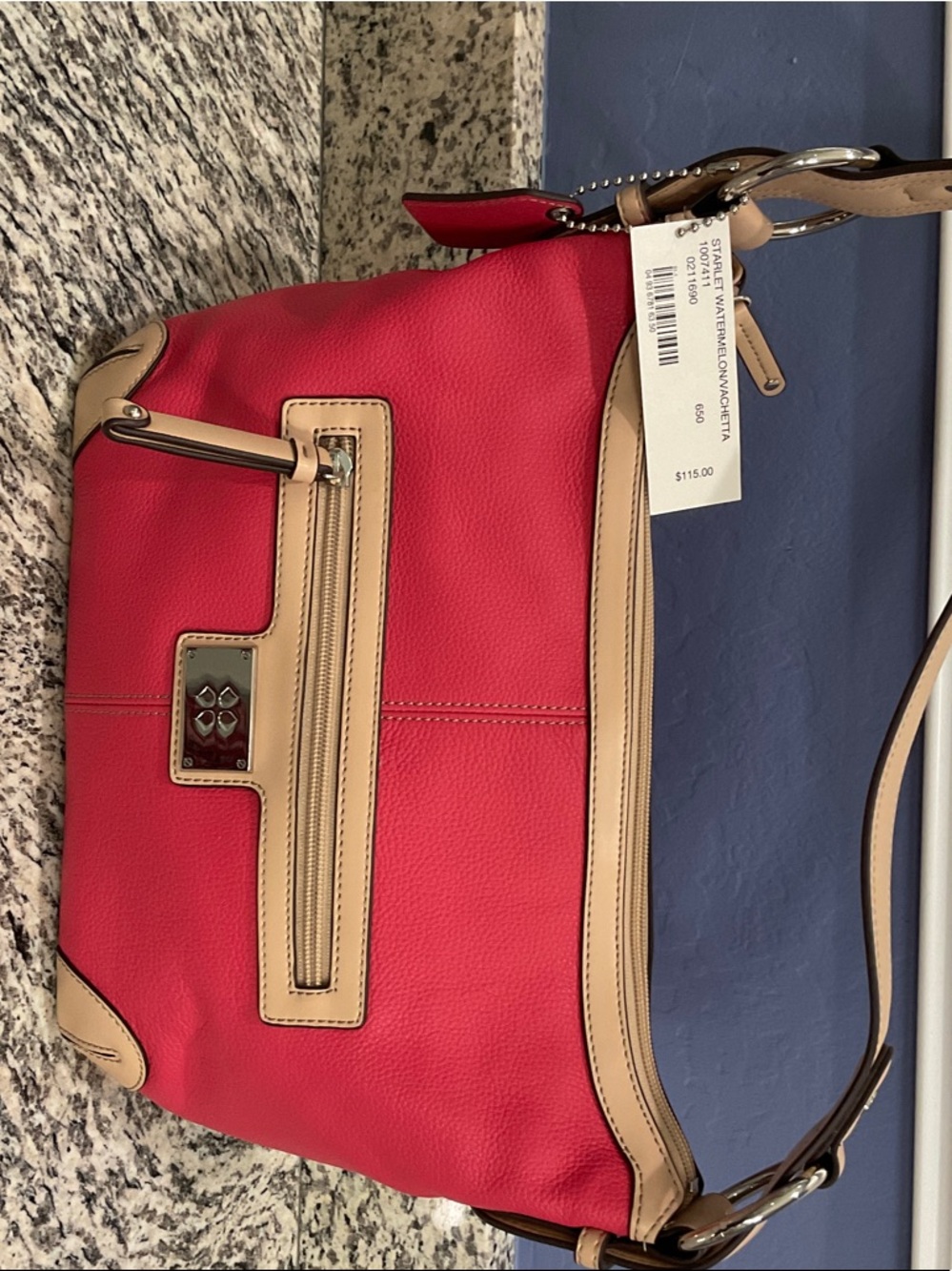 Women's Red and Tan Leather Satchel - naturalizer